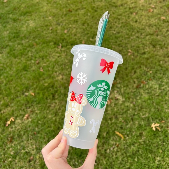 Mickey and Minnie gingerbread Christmas Starbucks reusable venti cold cup - Picture 2 of 4